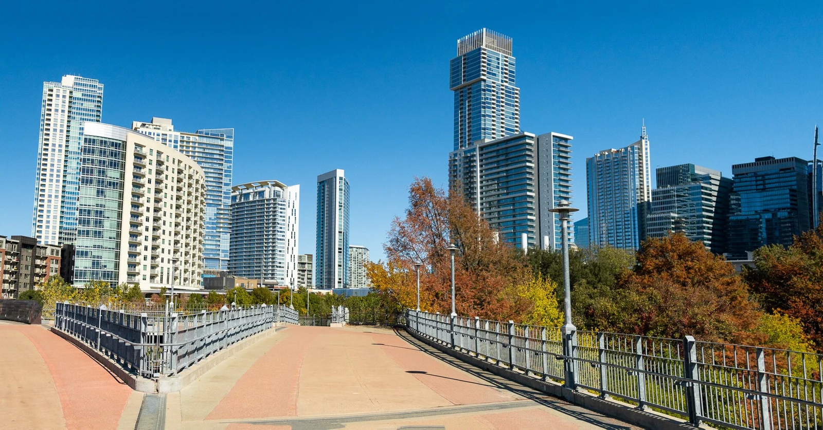 Downtown Austin skyline viewed from Pfluger Pedestrian Bridge