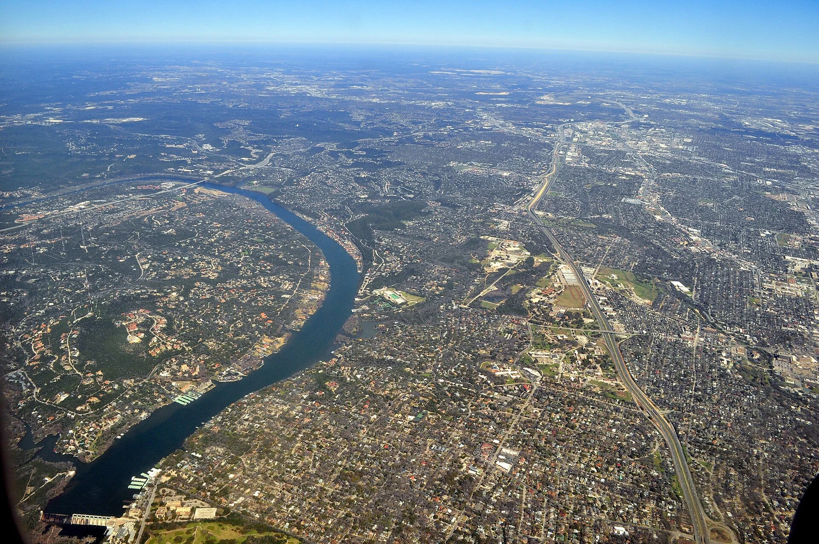 Colorado River between Tarrytown and West Lake Hills · context for Tarrytown, not a photograph of Old Enfield
