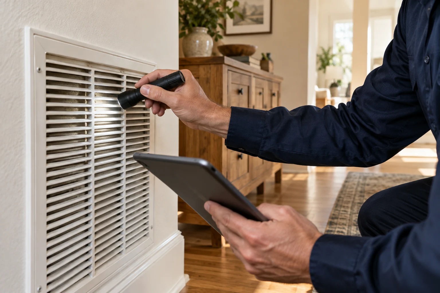 Illustrative visual inspection of a home air grille