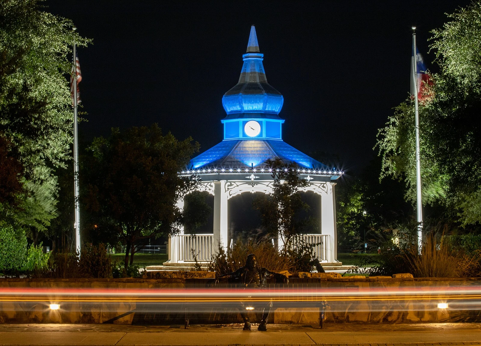 Boerne Plaza Park on Main Street, photographed in 2020