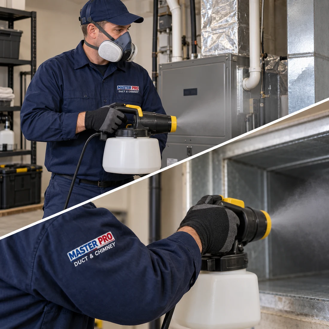 Master Pro technician using generic sanitizing equipment