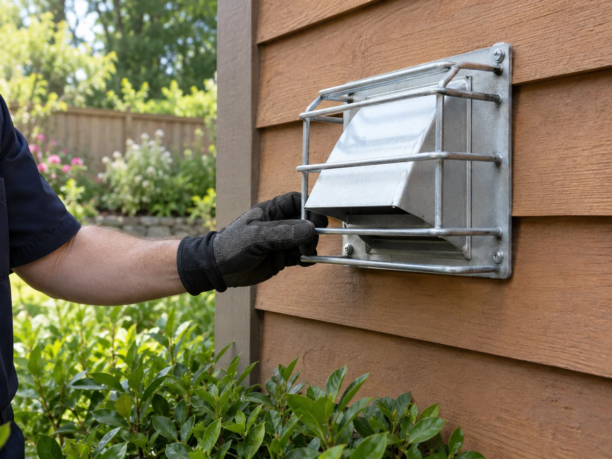 Removable protective guard around a dryer exhaust hood