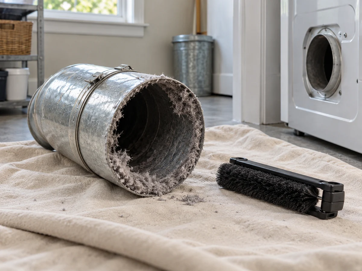 Lint inside a dryer exhaust duct