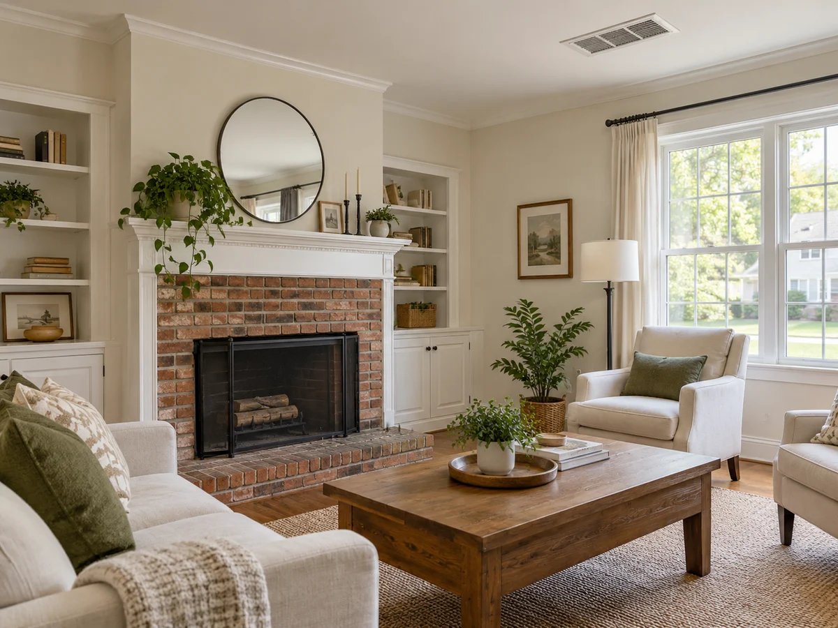 Residential fireplace and air-distribution context