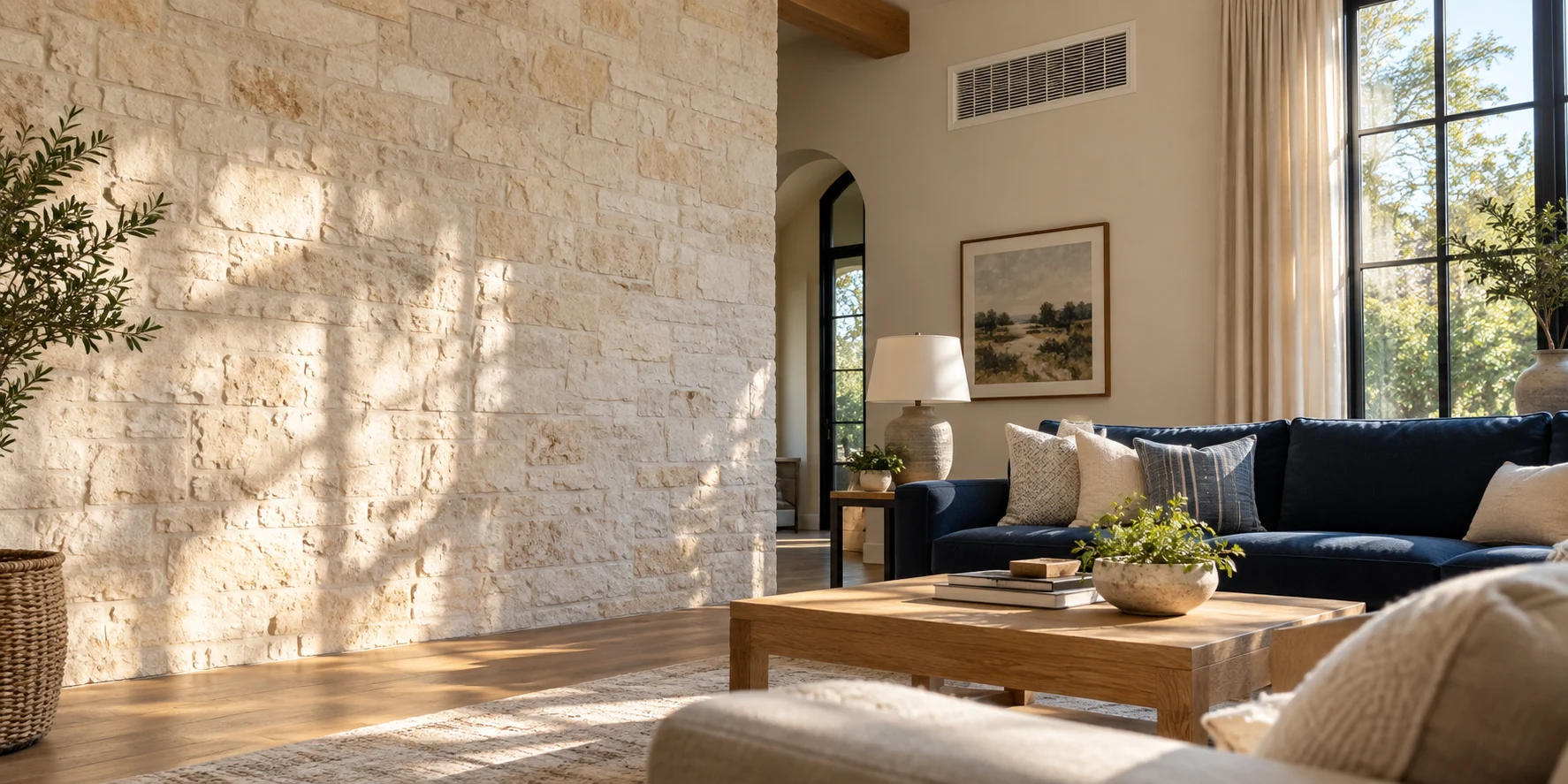 Illustrative home interior with an integrated air vent