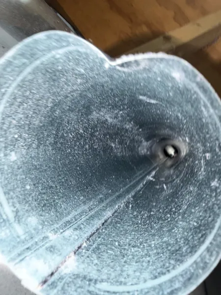 Master Pro supplied work photograph of a metal dryer vent interior